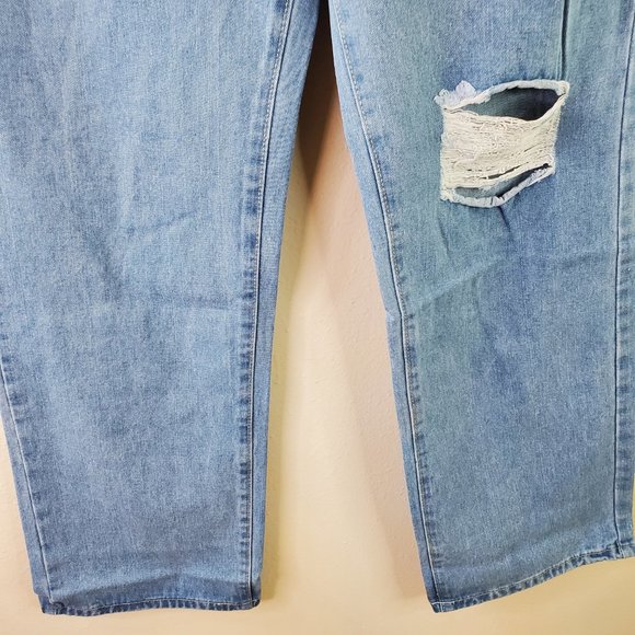 SHEIN Womens Blue Wash High Waist Ripped Factory Distressed Jeans - Picture 4 of 13